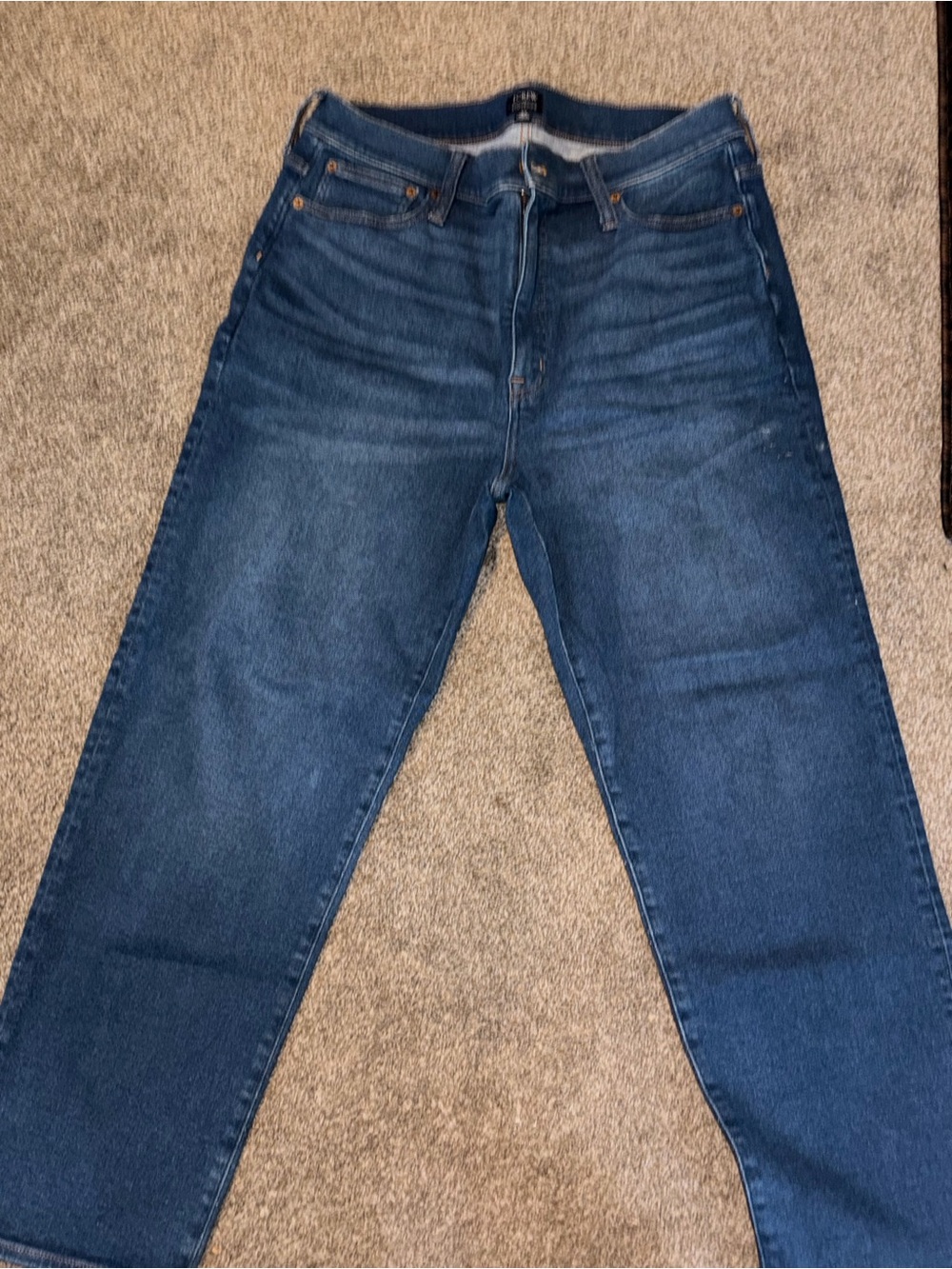 J. Crew Stove Pipe High-Rise Straight-Leg Denim Jeans in Dark Blue